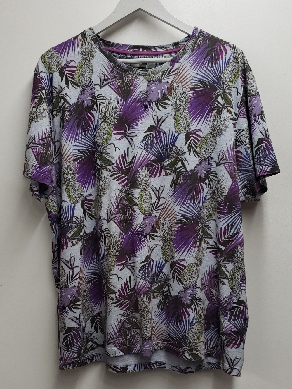 Ted Baker Tropical Pineapple Palm Tee Purple & Gray T Shirt Men's 2XL